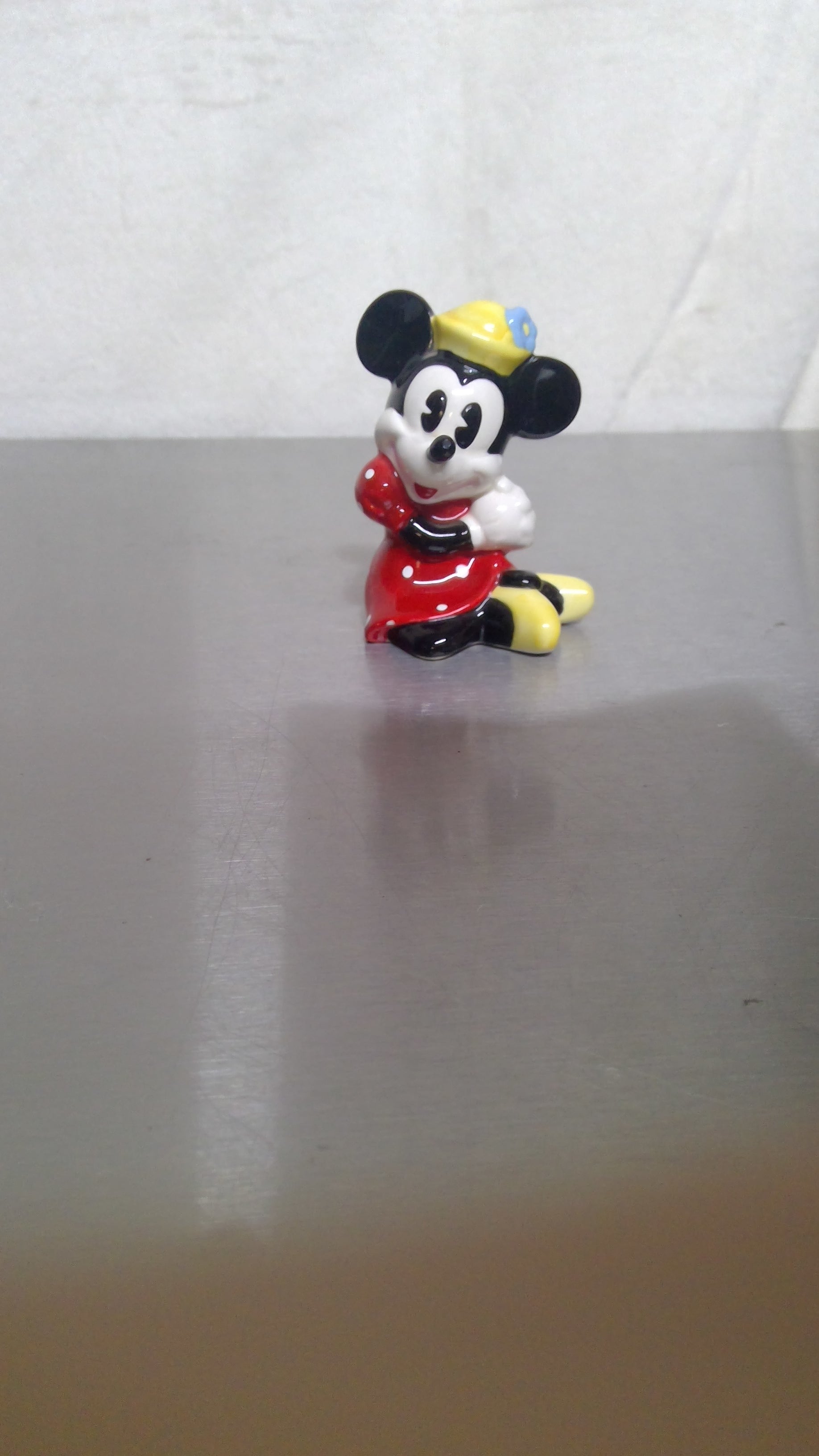 Vintage Ceramic Minnie Mouse Sitting in Red Dress